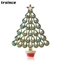 fashionable new hollow christmas tree brooch alloy dripping oil brooch clothing accessories christmas decoration brooch