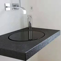 Bathroom Rectangle Unique Design Trough Natural Black Marble Granite Stone Water Bowl Basin Toiet Wash Table Sink