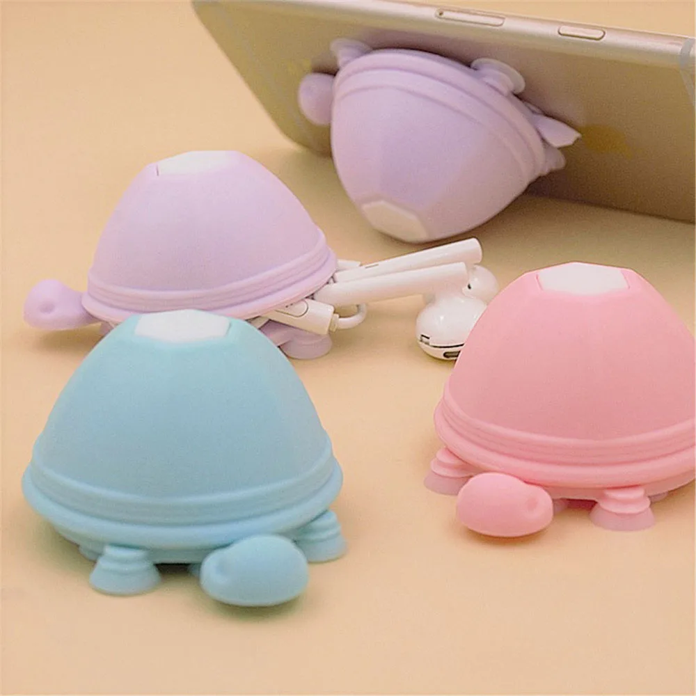 

Cartoon Turtle Shape Silicone Cable Winder Protector Desktop Wire Earphone Clip Organizer Line Fixer Novelty Mobile Phone Holder
