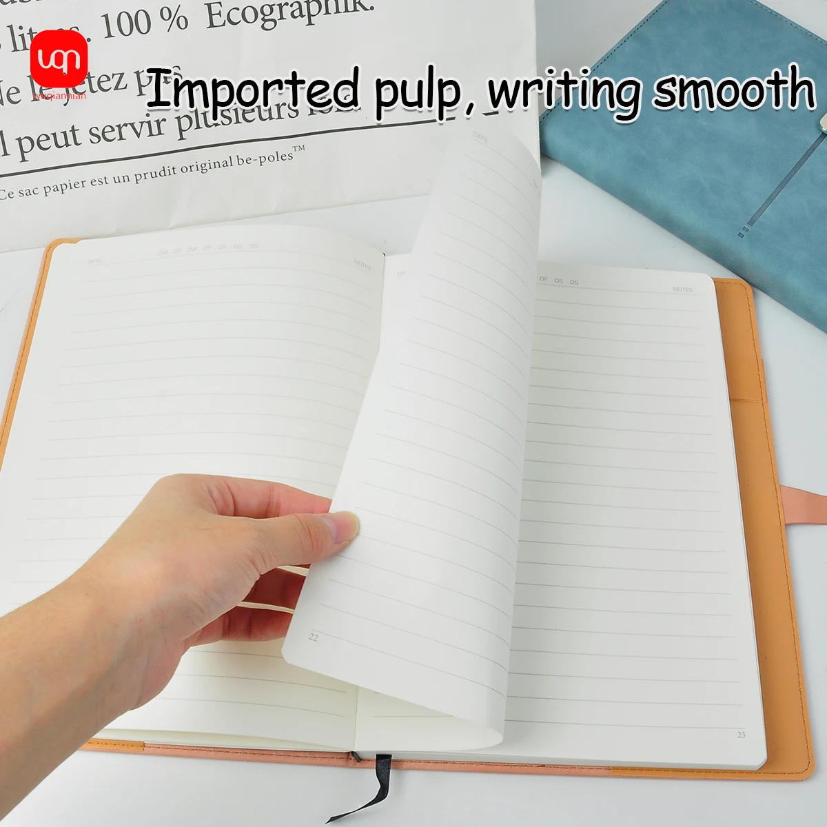 A5/B5 Double-button Coded Notepad PU Leather Office Journal Diary Stationery Student Notebook 108 Sheets /208 Pages