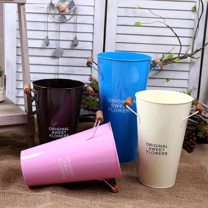 

Декоративное ведро для цветов, ведро с железным листом