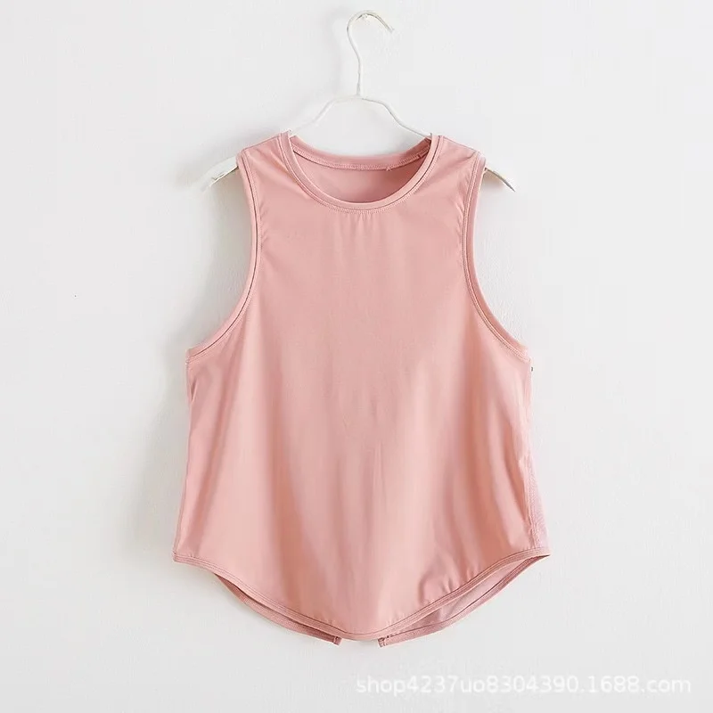 Lulu wear Open Back Sleeveless T Shirts Women Solid Mesh Loose Sports Yoga Top Fitness Breathable Quick Drying Workout Gym Vest