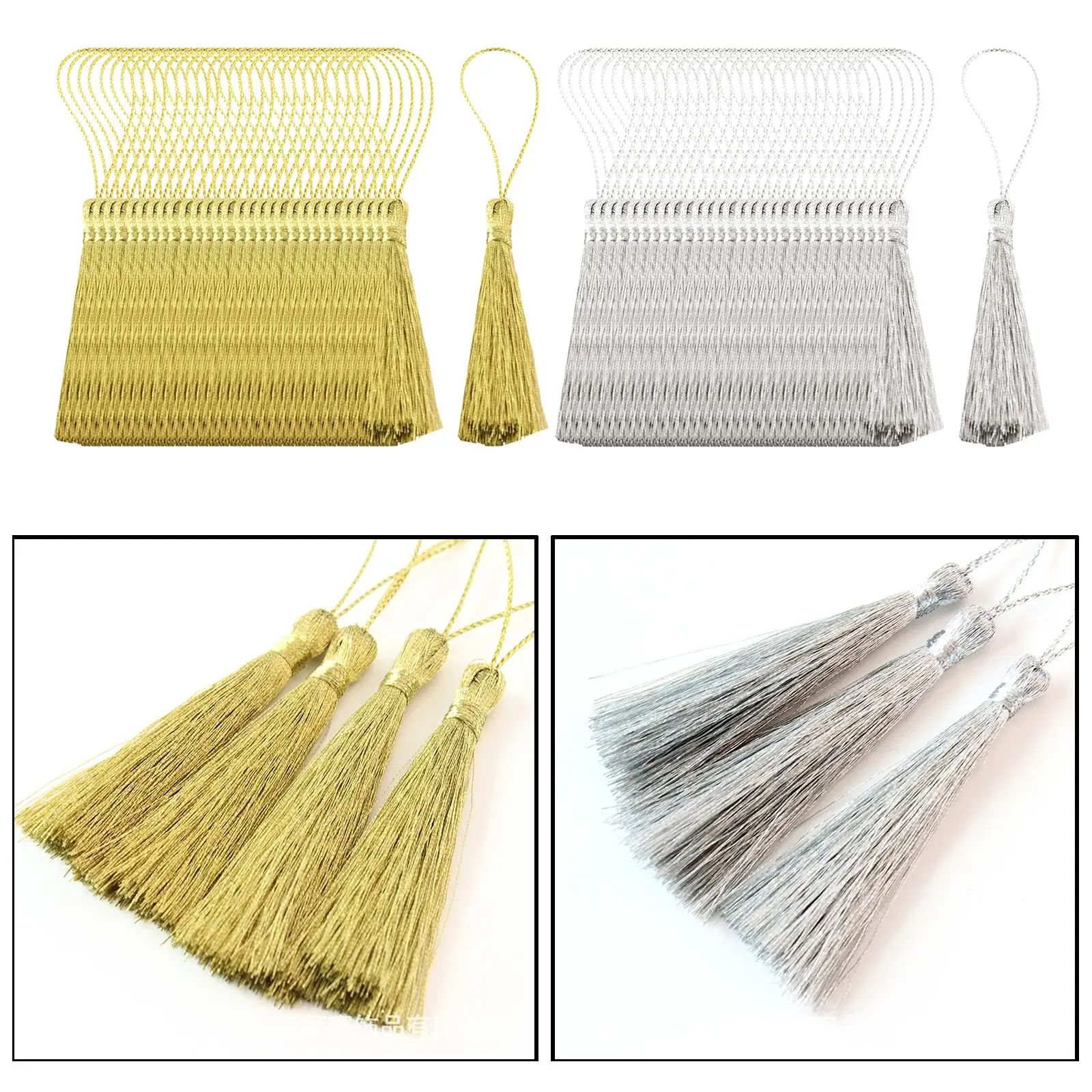 

30 Pieces 10 Cm Handmade Silky silk Craft Bookmark Tassels with Buckles for DIY, Jewelry Making, Graduation Tassel,