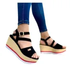 Женские сандалии на платформе, однотонные удобные пляжные туфли на толстой подошве с пряжкой, лето 2022