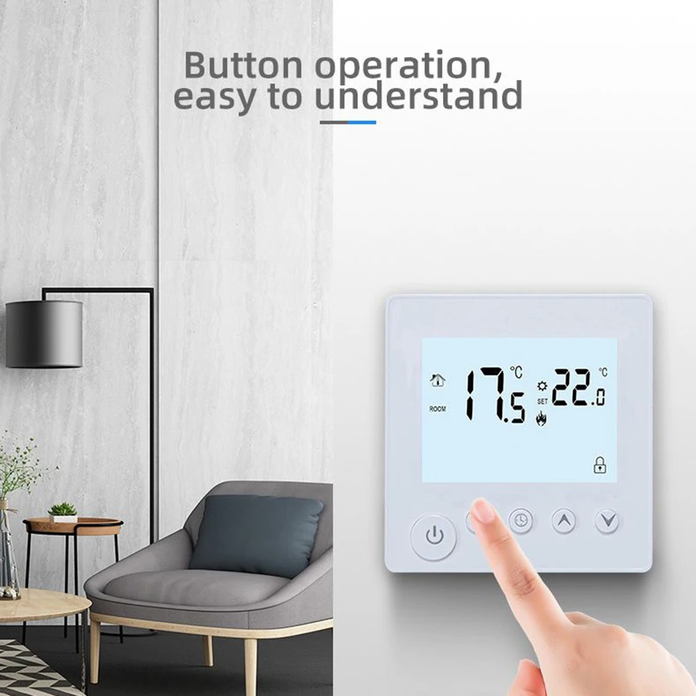 

Digital Thermostat Day Plastic Replacement Room Temperature Underfloor Heating Wall Heating White 220V 8.6x8.6x4cm Accessories