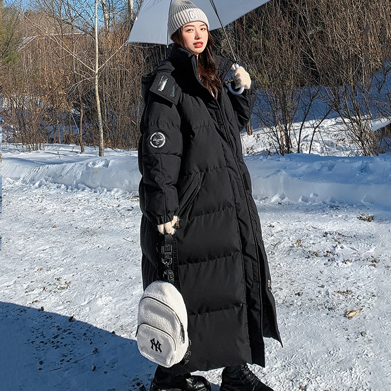 Women's Winter Oversized Long Parkas Jacket 2022 Hooded Zip Up Thicken Cotton Quilted Coats Snow Wear Overcoat Outerwear Female