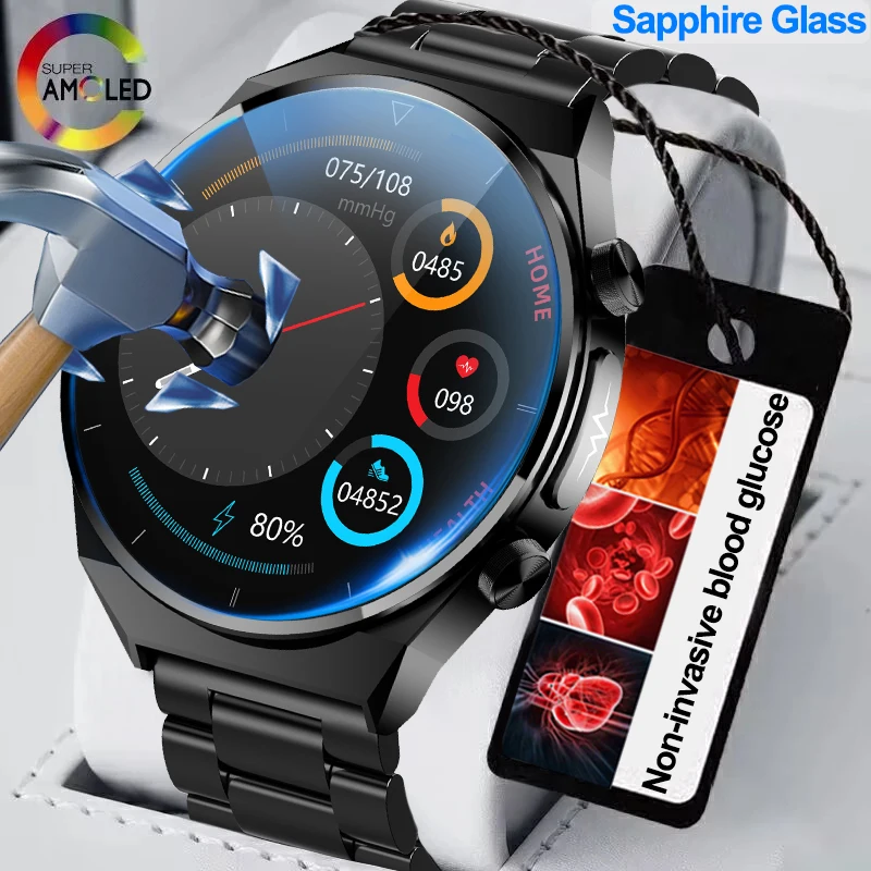 

Sapphire Glass Blood Glucose Smart Watch Men Full Touch Screen Sport Fitness Watches Laser Treatment Three High Smartwatch clock