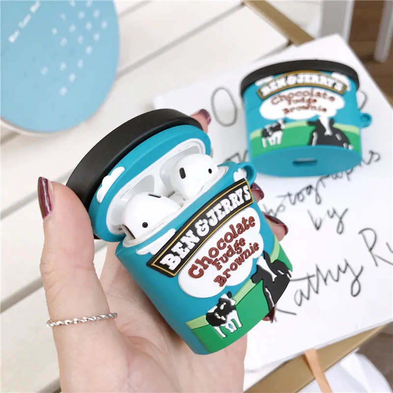 

For Airpods 3 Case 2021,Ben&Jerry's Chocolate Fudge Brownie Ice Cream Silicone Case For Airpods 1/2/Airpods Pro Case
