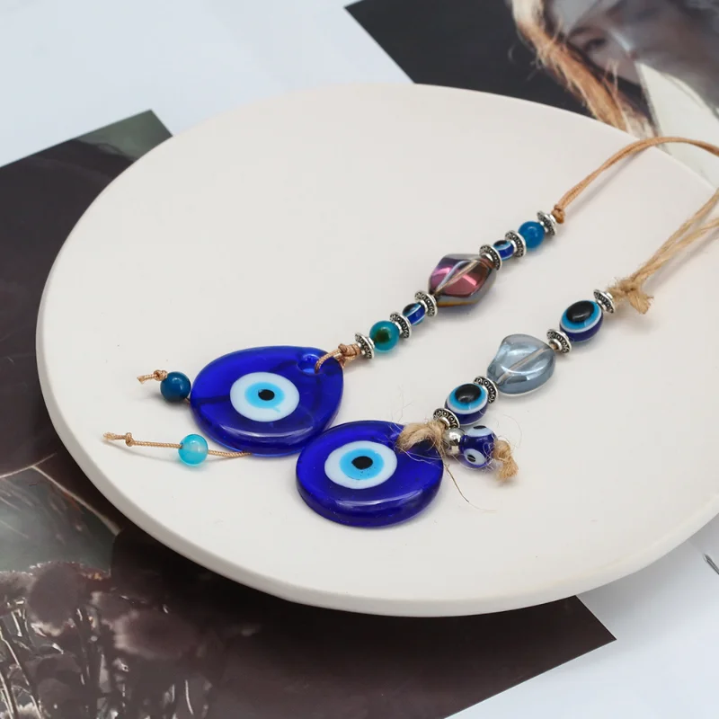 

Evil Eye Lucky Eye Macrame Wall Hanging Home Decor Turkish Nazar Protection Bead Gift Car Decoration For Rear View Mirror Decor