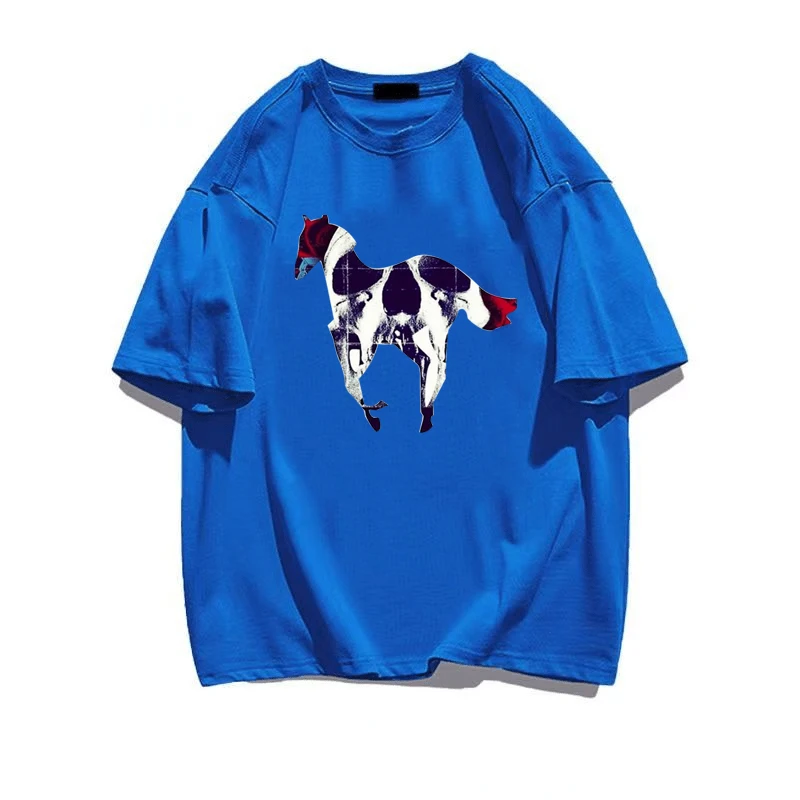 

Spotted Black White and Horse T-shirt Solid Color Print Tee Pure Cotton High Quality Tops Men Clothing Casual Fashion Streetwear