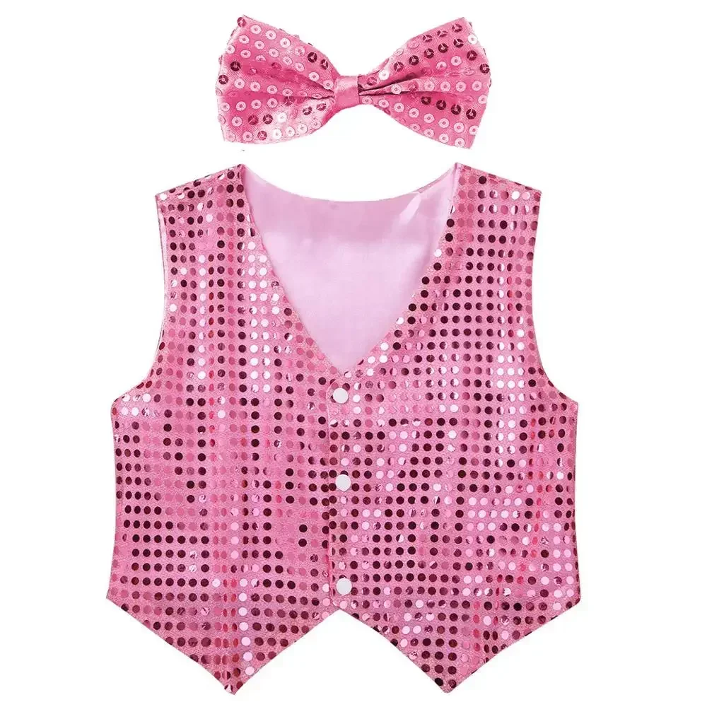 Одежда для джазовых танцев мальчиков и девочек жилет с бантом детский блестящий