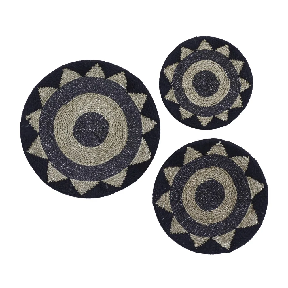 

Black Cotton Handmade Woven Plate Wall Decor Room Decoration Retro Aesthetics Home Decoration Personality