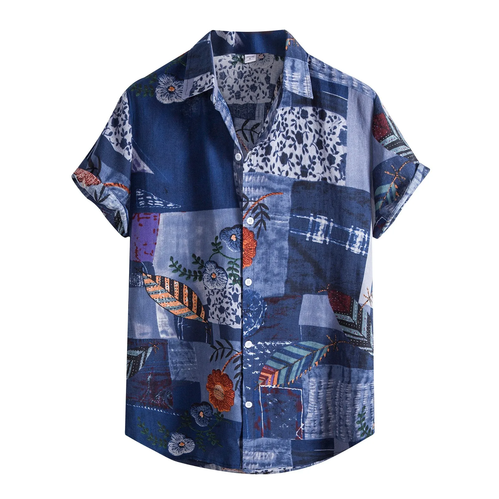 

2022 Fashion Mens Short Sleeve Hawaiian Shirt Tops Fruit Floral Printed Blouse Plus Size Summer Casual Beach Shirts For Men