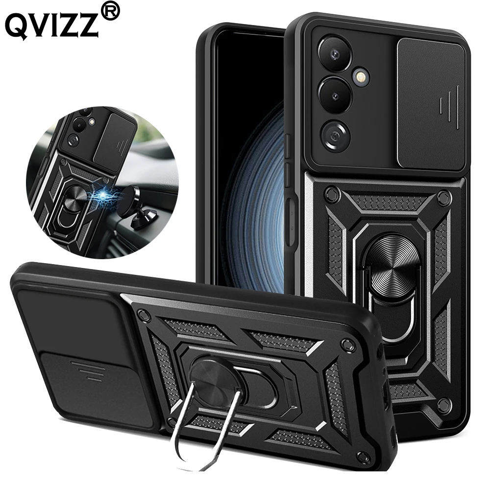 

Slide Camera Case for Tecno Pova 4 Pro 3 2 Pova Neo 2 Car Magnetic Ring Holder Armor Shockproof Phone Cover Pova4pro Povaneo2