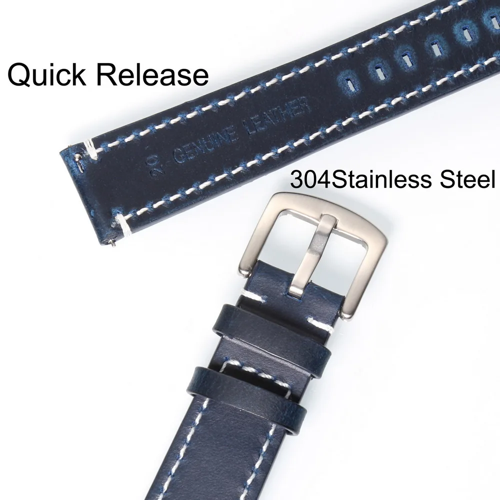 Genuine Leather Watch Bands Quick Release  Vintage Handmade Leather Watch Strap For Men 22mm20mm
