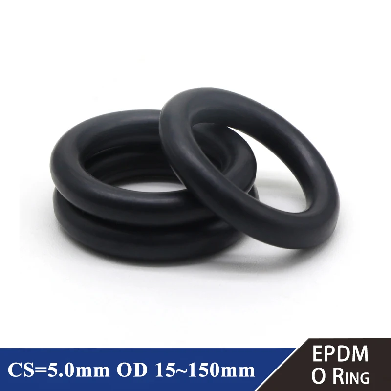 

10Pcs EPDM o Rings CS 5mm OD 15 ~ 150mm Acid and Alkali Resistance Water Resistance Friction Resistance o-ring Black