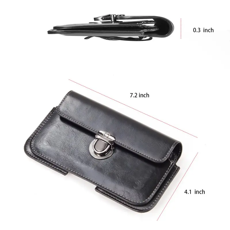 Phone cases for 6.5-inch Horizontal Black PU Leather  Cell Phone Holster Wallet Pouch with Belt Clip and Card Slots