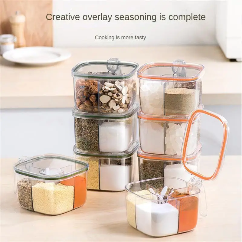 

Seasoning Box Integrated Multi-grid Household Kitchen Transparent Seasoning Box Salt MSG Seasoning Tank Combination Set