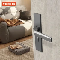yonfia 8140p11 grey indoor room door handle on plate zinc lever home house door handle lock for wood door accessories hardware
