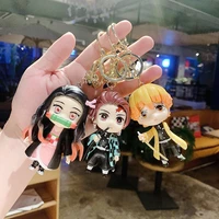 bandai anime demon slayer%c2%a0hand doll keychain car key chain action figure creative bag pendant keyring cute gift wholesale