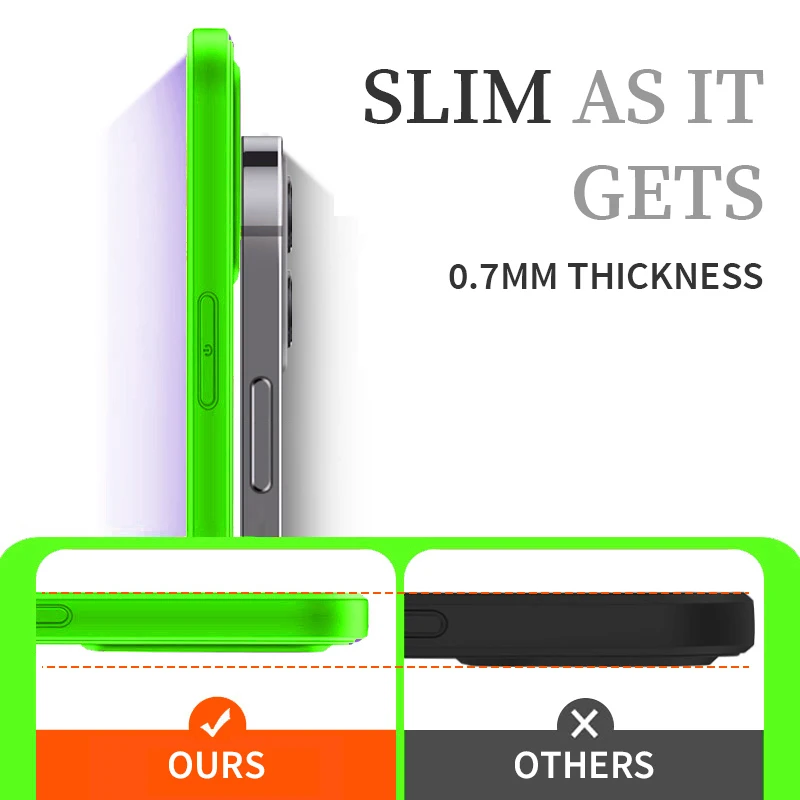 NEW Fluorescent Green Square Silicone Case For iPhone 14 11 Pro Max 13 12 Mini X XR XS 7 8 Plus SE 2022 Shockproof Cover Cases