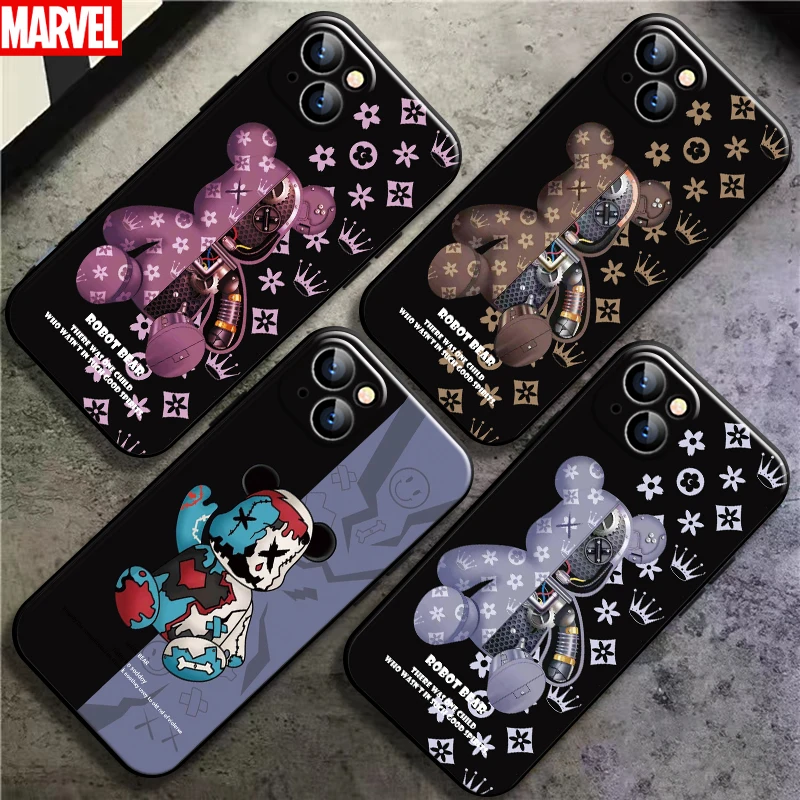 

Luxury Trend Fashion Bear For Apple iPhone 13 12 11 Pro Mini X XR XS Max SE 6 6S 7 8 Plus Phone Case Back Coque Funda TPU