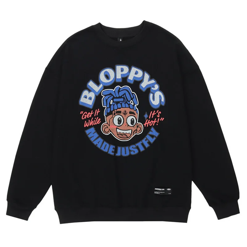 

Men Streetwear Hip Hop Oversized Sweatshirt Letter Anime Cartoon Figure Printed Harajuku Sweatshirts Fashion Cotton Pullover