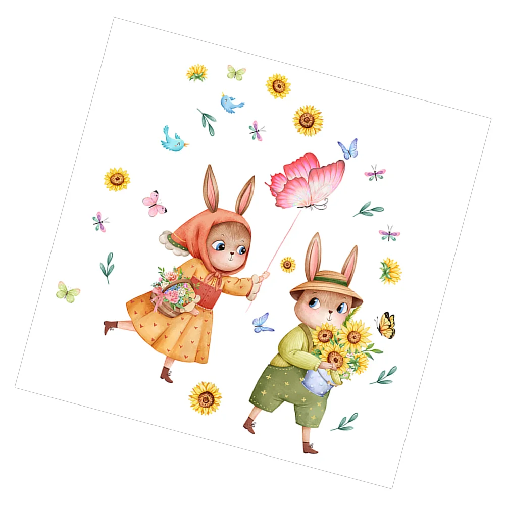 

1 Sheet Bunny Pictures Wall Decor Bunny Wall Sticker Butterfly Stickers Rustic Wall Decals