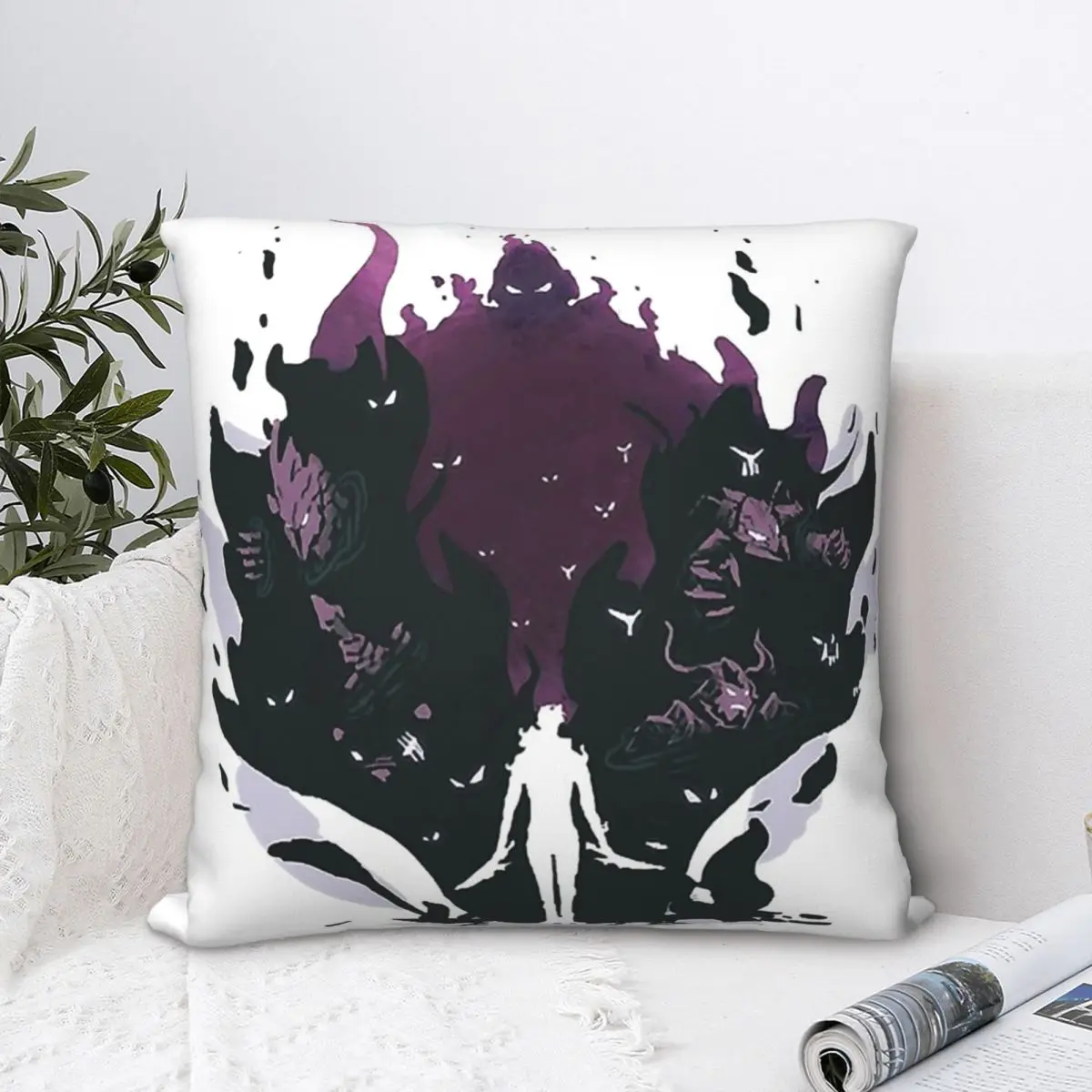 

Domain Of Shadow Monarch Throw Pillow Case Solo Leveling Adventure Anime Short Plus Cushion Covers Home Sofa Chair Decorative