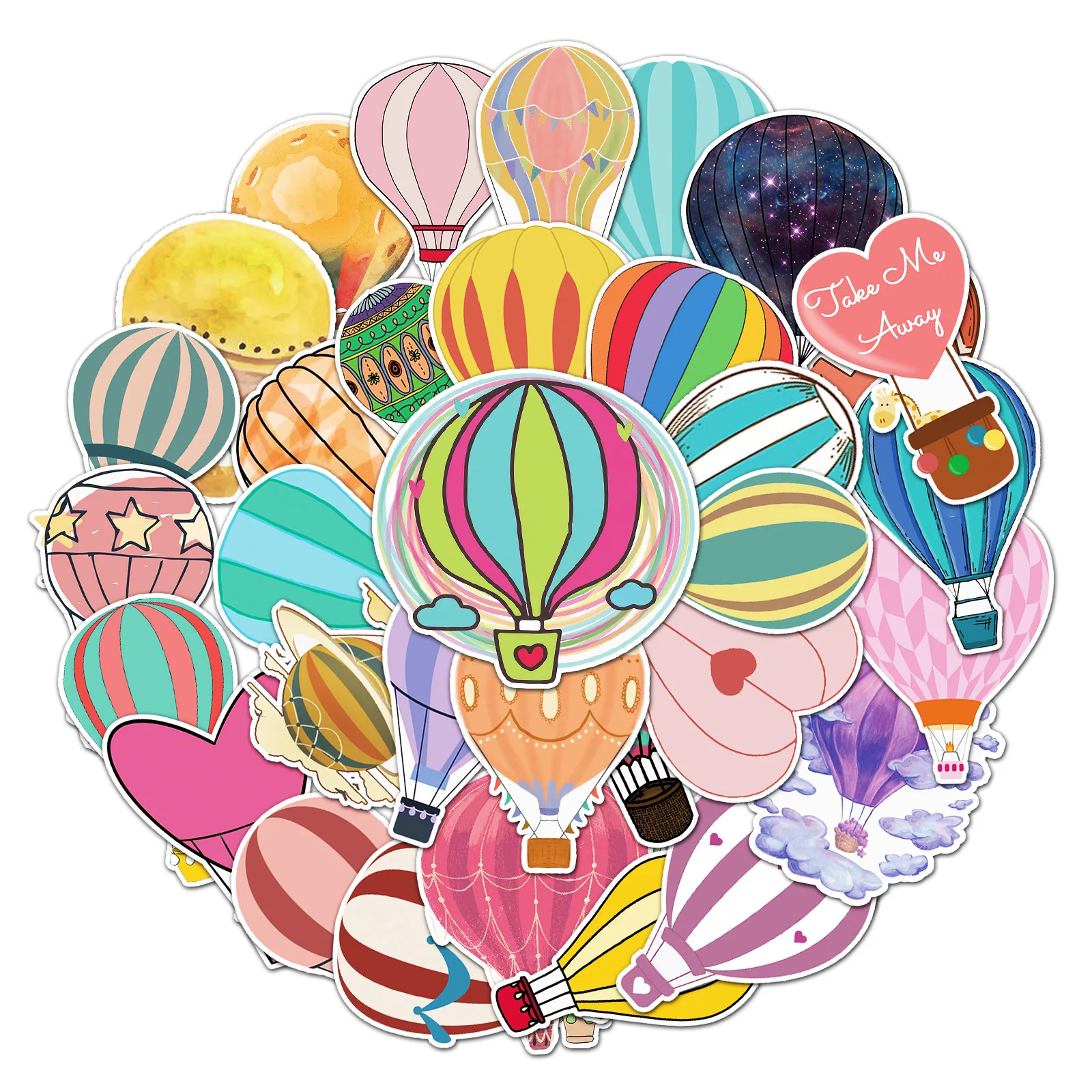 

Hot Air Balloon Pattern Sticker Cartoon Small Children DIY Scooter Luggage Planner Stationery Stickers