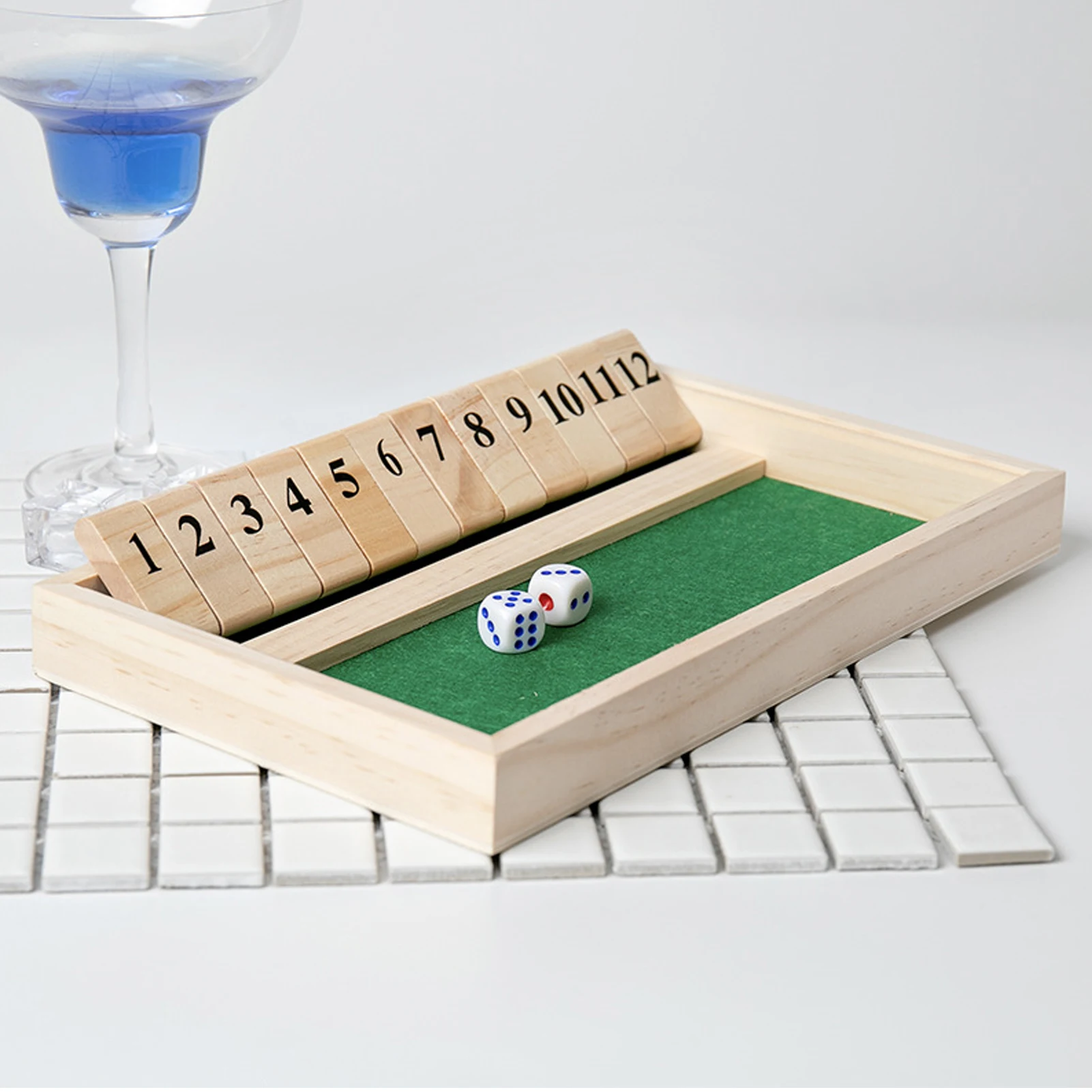 

9/12 Numbers Dice Board Game Toy Portable Party Funny Wooden Flip Tiles Game Toy for Adult Children Bars KTV Tea House