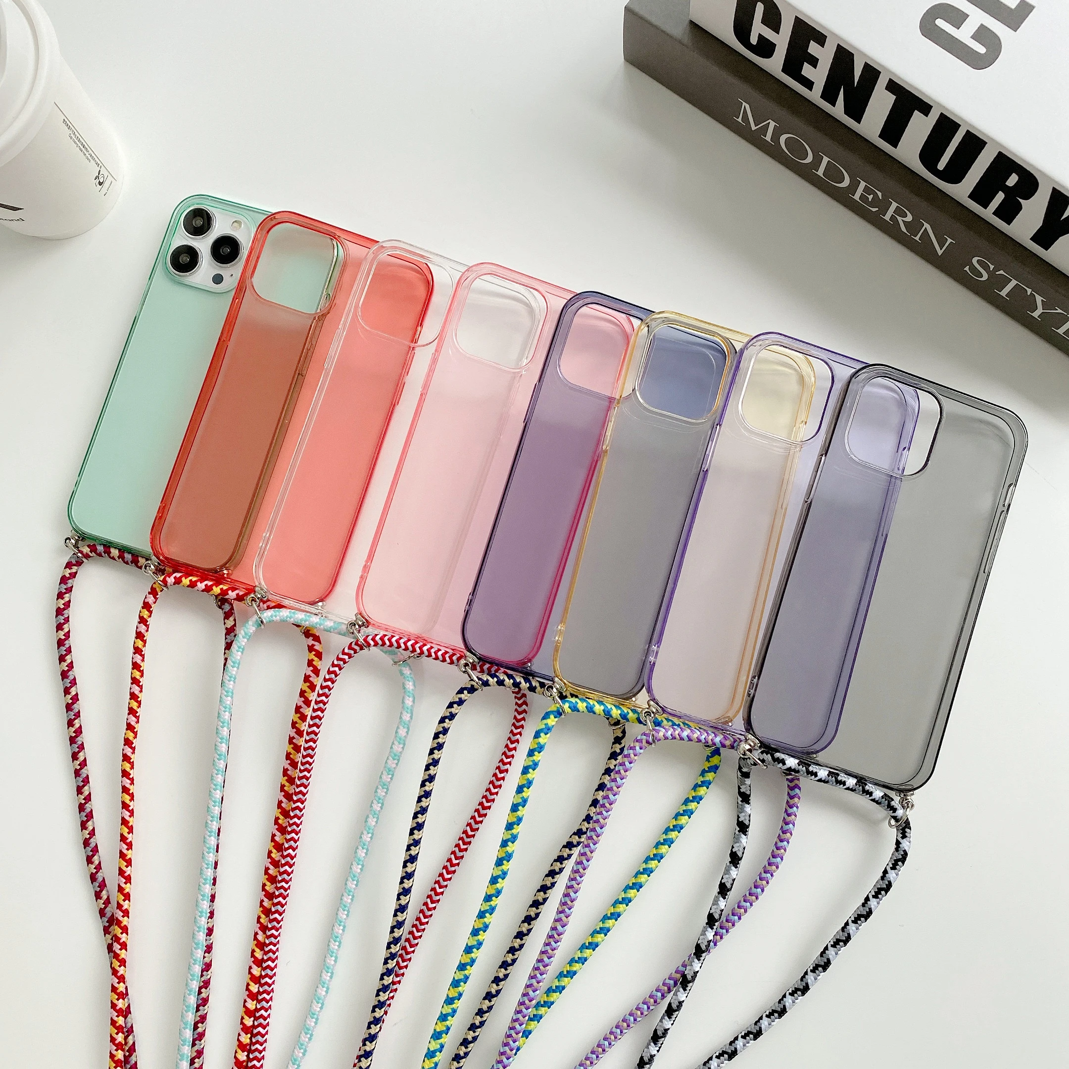 

USLION Crossbody Necklace Cord Strap Lanyard Transparent TPU Phone Case for iPhone 13 12 11 Pro Max Mini X XS XR 6 7 8 Plus Capa