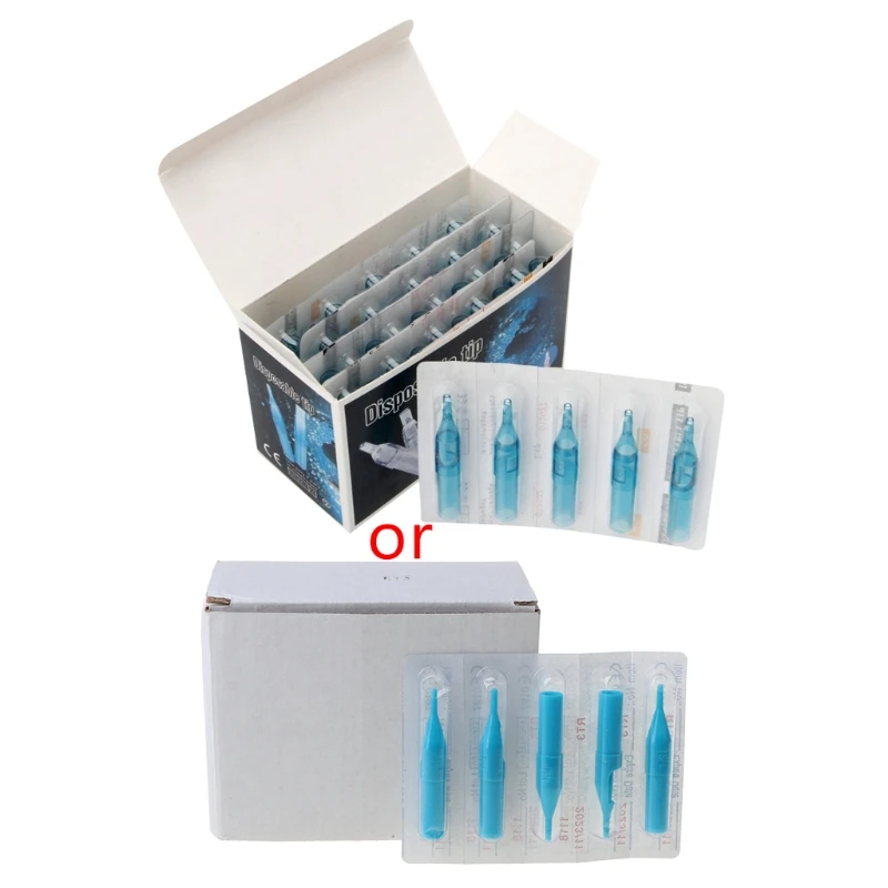 

50Pcs Lot Pro Sterile Disposable Tattoo Nozzle Tips Needle Tube Pick RT FT Blue