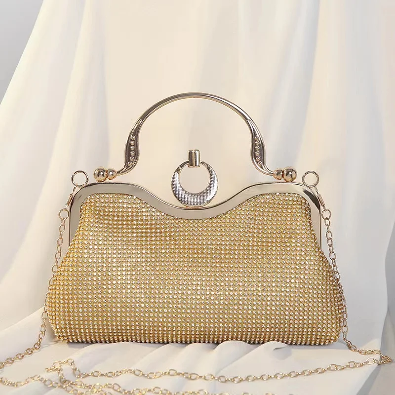 

Women Evening Crystal Clutch Top-Handle Gold/Silver Shoulder Phone Handbag Lady Girls Wedding Party Purse Sparkling Bags