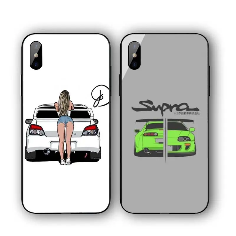 

Cartoon Car Tail Light JDM Phone Case For Iphone 11 12 13 14 Pro Max 7 8 Plus X Xr Xs Max Se2020 Tempered Glass Cove