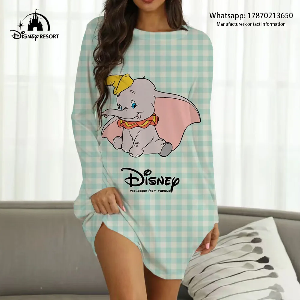 

New Disney Brand Spring Autumn Ladies Dress Dumbo Anime Print Boho Loungewear 2022 Fashion Casual Sexy Party Top Y2K