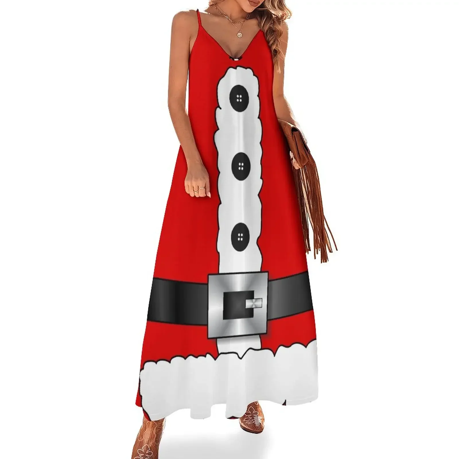 Счастливого Рождества hohoho красное платье Санта-Клауса без рукавов Роскошные