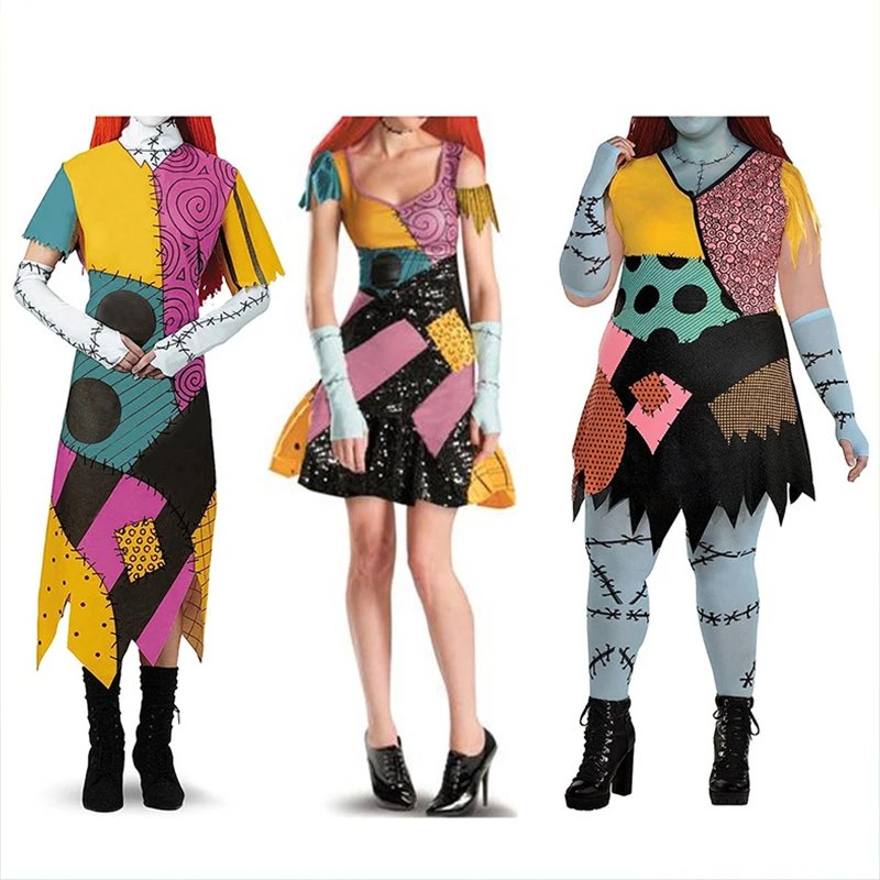 

Halloween Costumes Printed Women's Dresses Cosplay Christmas Fright Night Sally Cosplay Costume Skirt Women Anime Cos