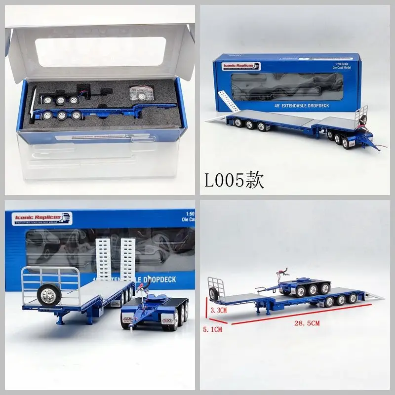 

Iconic Replicas CTE 45' Extendable Drop Deck Trailer 3axle Dolly Blue 1:50 Scale DieCast Model New in Box