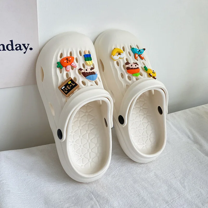 Summer Women Slippers Non-slip EVA Soft Bottom Shoes Sandals Home Slippers Clogs Shoes Buckle Accessories All-match Cute Shoes