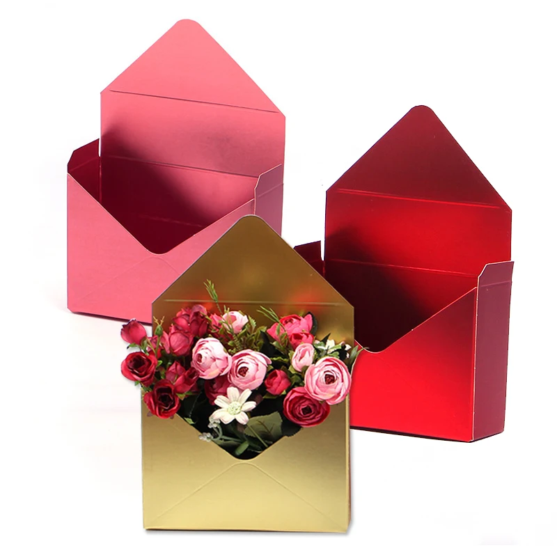 1pcs Envelope Shaped Paper Box, Flower Box, Flower Shop Gift Packaging, Waterproof Creative Flower Bouquet Basket Decoration