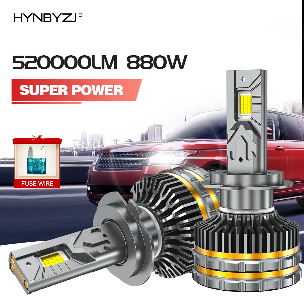 Hynbyzj Car Led Headlight H7 Led H4 H1 H8 H11 H13 Hb3 Hb4 9005 9006 9012 9007 6000K 880W 520000Lm Lampadina Per Fari Auto 12V 24V