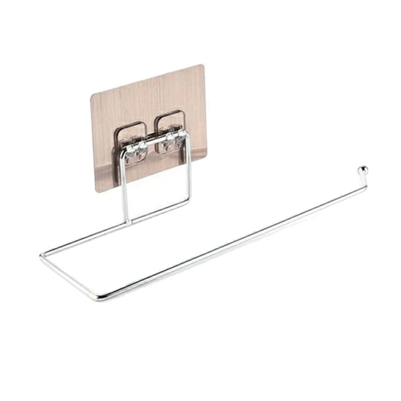 

Stainless Steel Towel Rack Kitchen Toilet Roll Paper Holder Self-Adhesive Hanging Storage Rack Bathroom Storage Rack