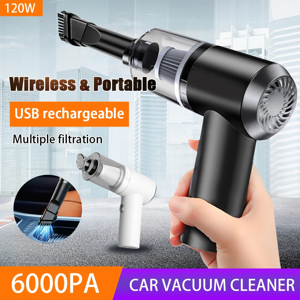 

6000Pa Wireless Car Vacuum Cleaner Cordless Handheld Auto Vacuum Home & Car Dual Use Mini Vacuum Cleaner With Built-in Battrery