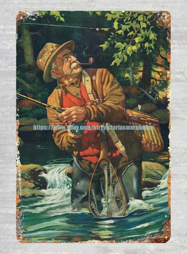 

Настенная Подвеска для рыбалки на открытом воздухе, декор для пляжа, озера, дома, металлическая жестяная вывеска