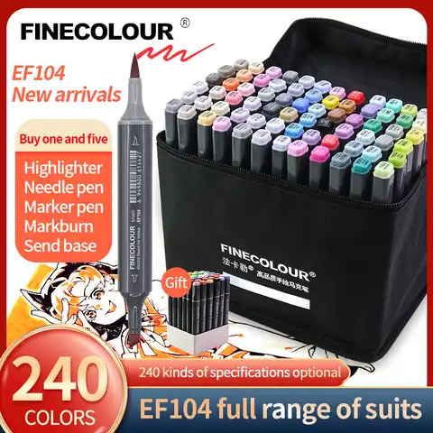 Высококачественные двухсторонние спиртовые маркеры Finecolour EF104 12/24/36/48/60/72 цветов, спиртовые маркеры, эскизный дизайн, маркеры для рисования