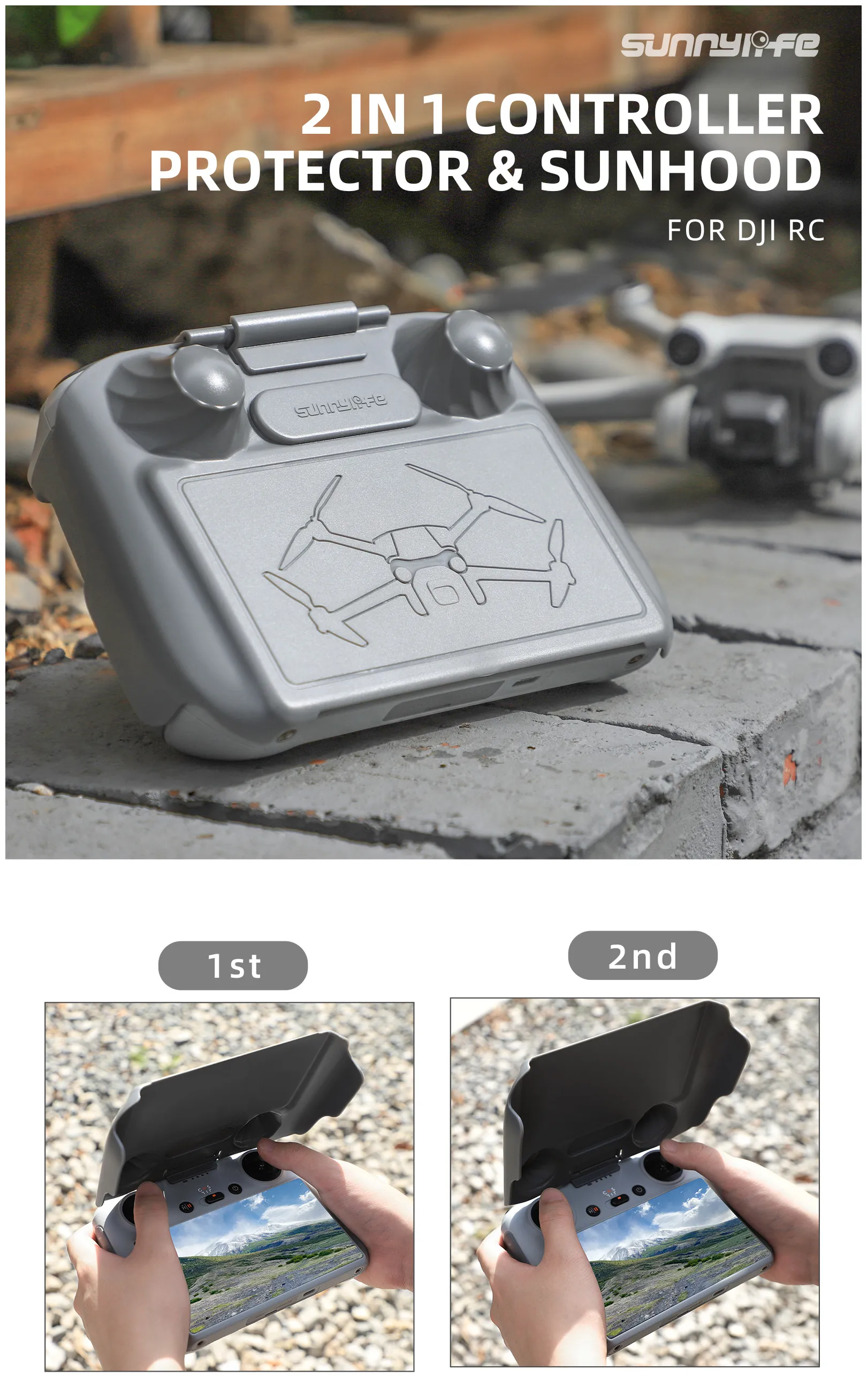 

2 in 1 Protective Cover Light Shield Screen Protector Shell For DJI Mini 3 Pro Remote Control Sun Hood Sunshade Joystick Cover