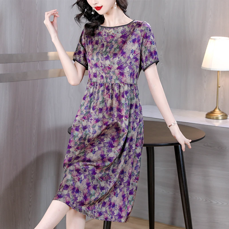 Женское Летнее шелковое платье с принтом повседневное элегантное облегающее в