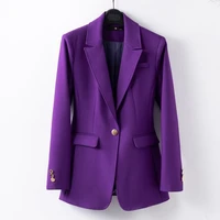 classic designer purple womens suits slim fitting elegant casual high quality female loose suit chic top spring