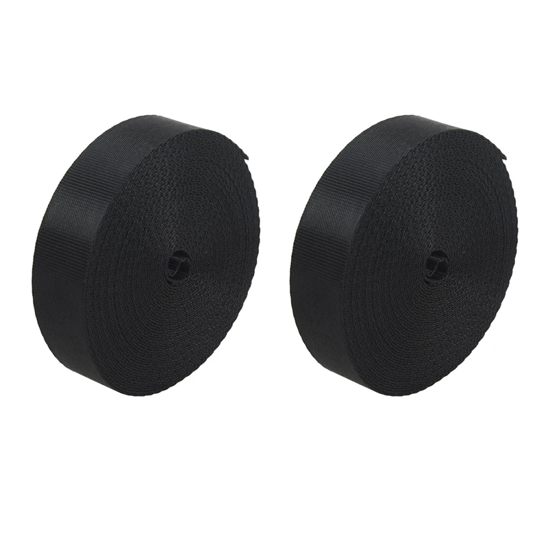 

2X Black 10 Yards Nylon Webbing Tape Multi-Use Strap Strapping (25Mm) Width